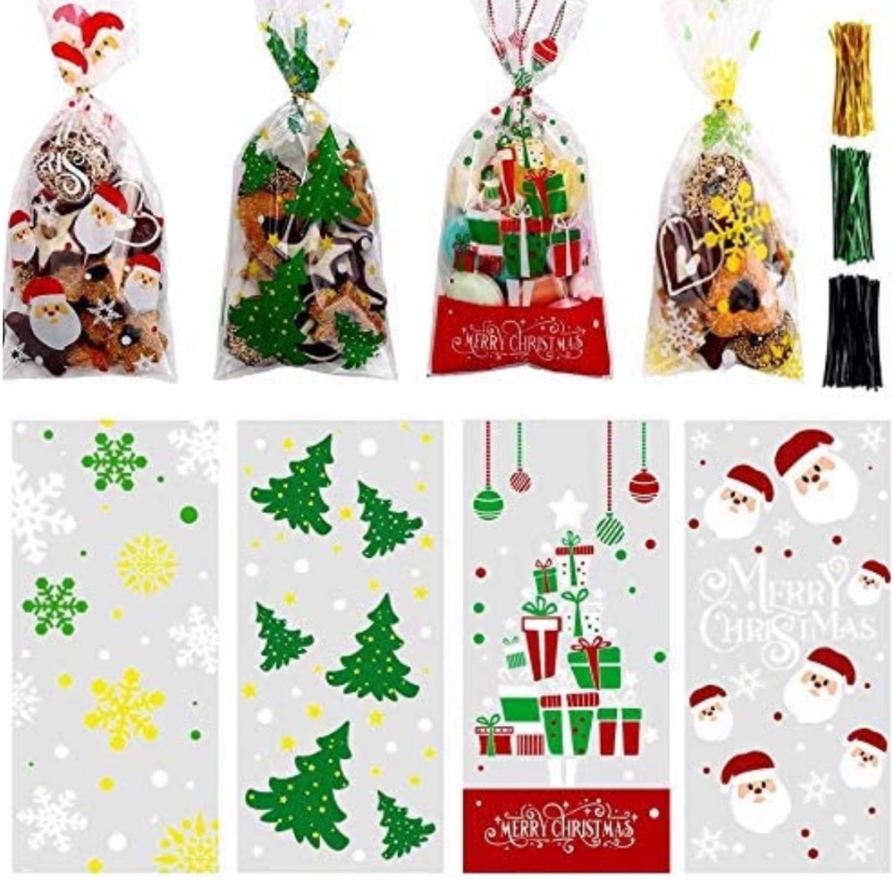 2 SETS LEFT! 🎄❄️50 clear cookie/ treat bags- Holiday Theme